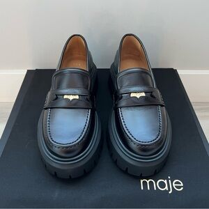 Maje Black Leather Women’s Loafers